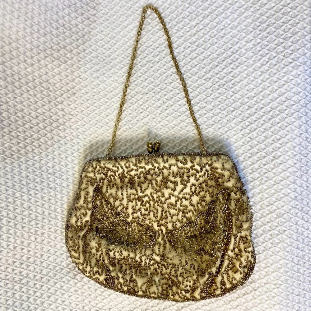 VTG Walborg Gold beaded Beaded Evening Bag / Purse